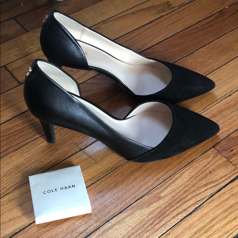 Cole Haan Black Suede and Leather Heels